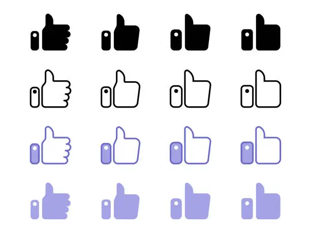 Vector illustration of Thumbs Up or Like Icon Set Vector Design.