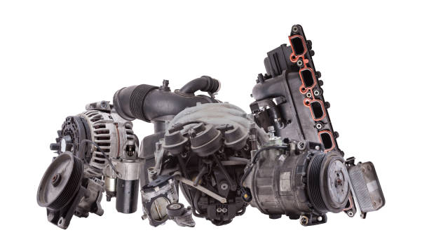 istock Intake manifold plastic housing with a system for adjusting the air flow to the engine. Repair and replacement of spare parts of vehicles in a car service. 2047292801