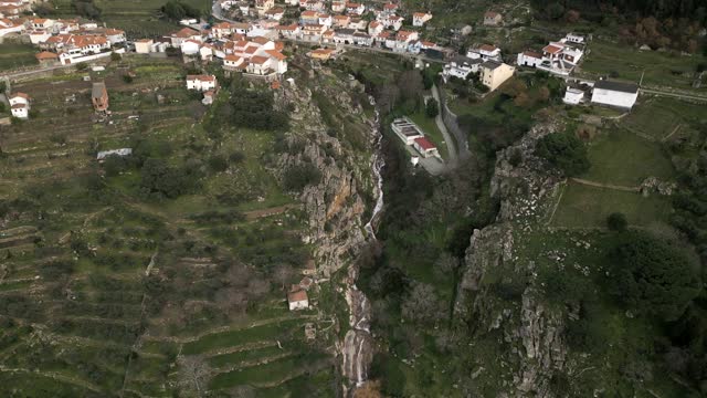 Valdigem Village Cascade, Lamego, Portugal - aerial
