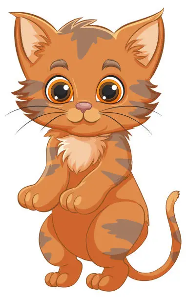 Vector illustration of Cute, wide-eyed kitten with playful stripes.