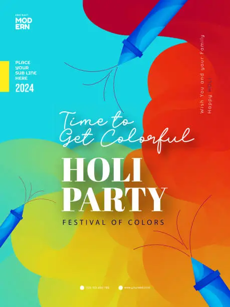 Vector illustration of Indian Festival of Colors Happy Holi celebration. Holi club party of colors.