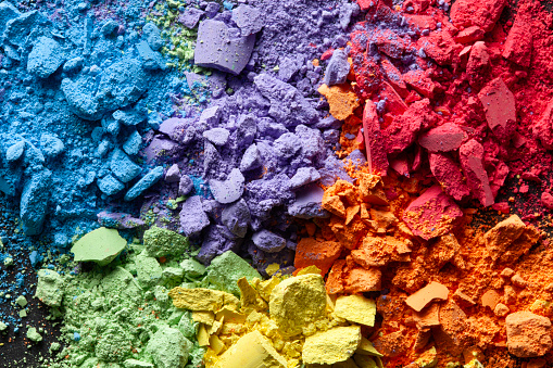 Multicolored chalk powder.