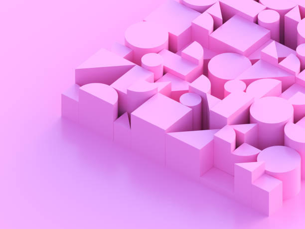 istock Abstract geometric composition, colorful background design, Pink blending gradient podium. 3d render illustration. 2047346600