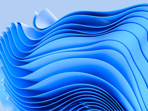 istock 3d render, abstract modern blue background, folded ribbons macro, fashion wallpaper with wavy layers and ruffles 2047346607
