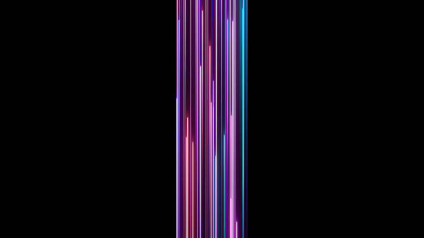 cycled 3d rendering. Abstract background with ascending colorful neon lines, glowing trails looped Abstract Pink blue and purple vertical neon lines with glowing trails. Appear, slide up and fade way