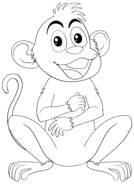 Vector illustration of Vector illustration of a happy, sitting monkey