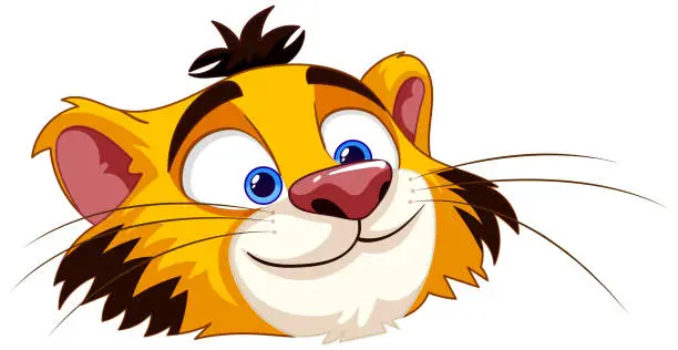 Vector illustration of Vector illustration of a happy tiger cub face