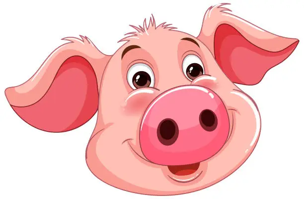 Vector illustration of Vector graphic of a smiling pink pig face