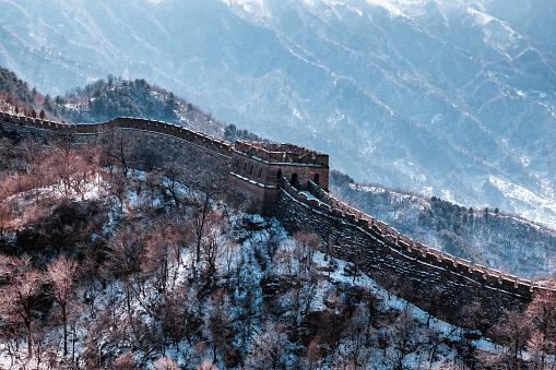 The Great Wall of China in winter.Mutianyu. Beijing. China.