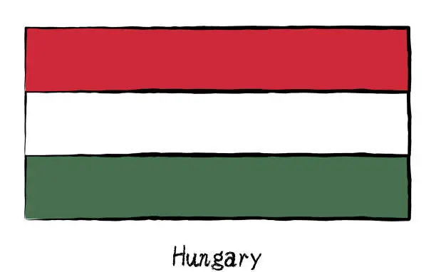 Vector illustration of Analog hand-drawn world flag, Hungary