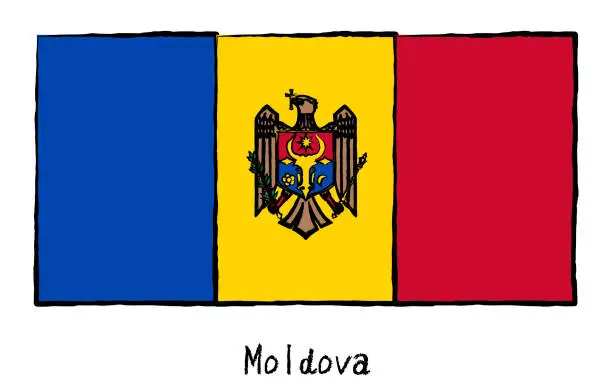 Vector illustration of Analog hand-drawn world flag, Moldova