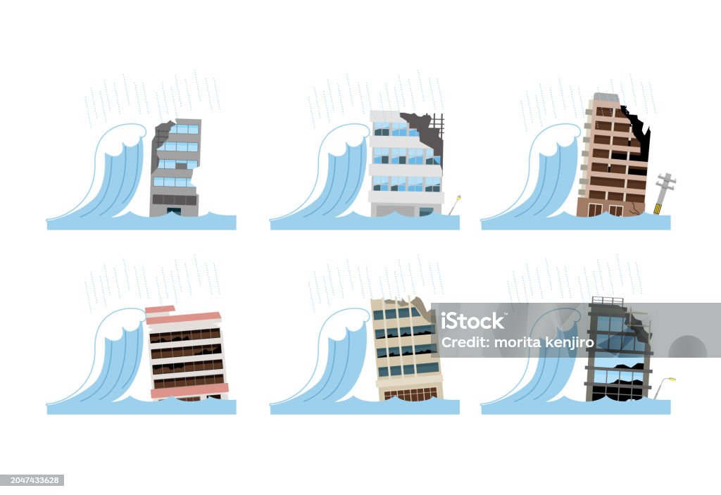 Collapsing Building Template Cityscape Disaster Collapse Collapsing Building Stock Illustration ...