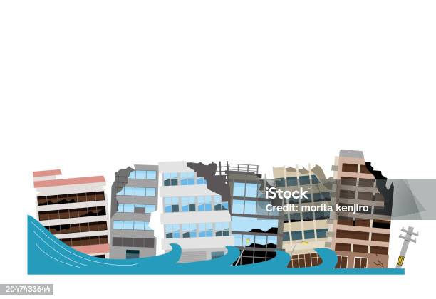 Building Collapse Vector Cityscape Disaster Collapse Collapsing Building Stock Illustration ...