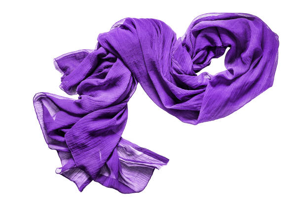 Purple draped organza scarf isolated on white background