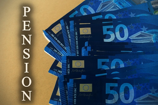 European banknotes with the sign Pension