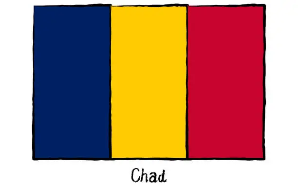 Vector illustration of Analog hand-drawn style World Flag, Chad