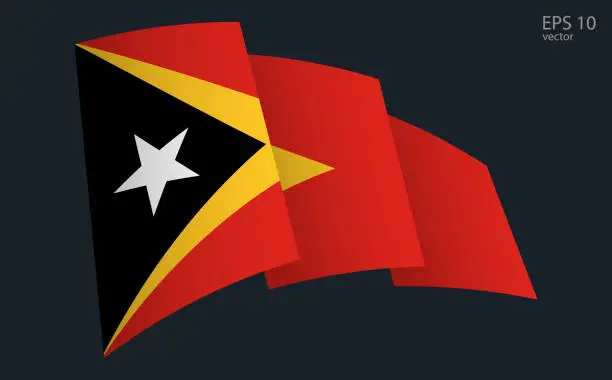 Vector illustration of Waving Vector flag of East Timor. National flag waving symbol. Banner design element.