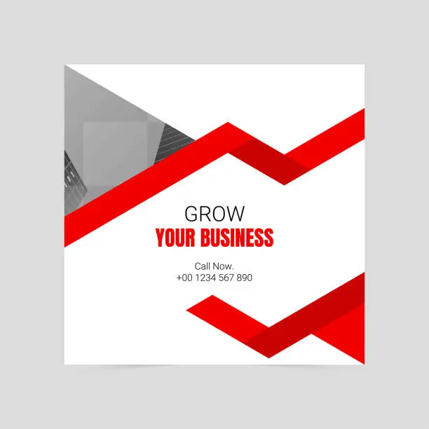 Vector illustration of Red modern grow your business social media cover template