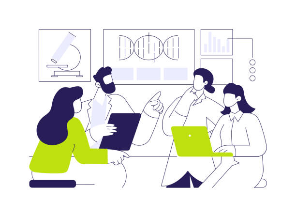 Form a scientific hypothesis abstract concept vector illustration. Form a scientific hypothesis abstract concept vector illustration. Group of doctors deals with basic medical research, laboratory experiment, hypothesis investigation abstract metaphor. medical research stock illustrations
