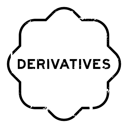 Grunge black derivatives word rubber seal stamp on white background
