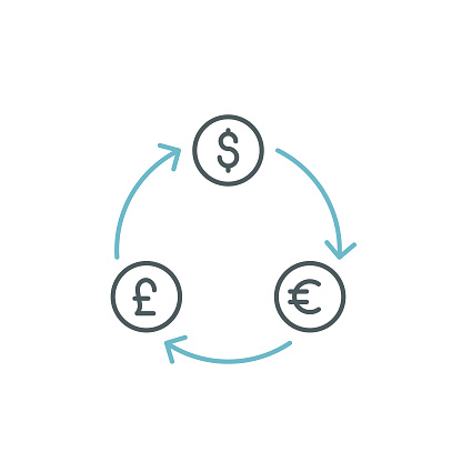 Money Exchange Duocolor Line Icon Design with Editable Stroke. Suitable for Infographics, Web Pages, Mobile Apps, UI, UX, and GUI design.