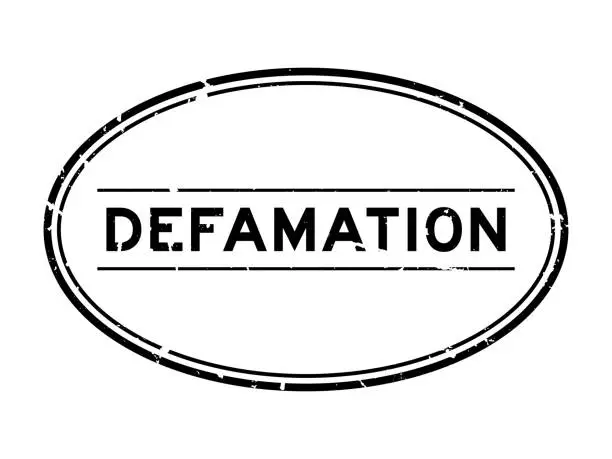 Vector illustration of Grunge black defamation word oval rubber seal stamp on white background
