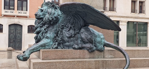 Venice with a lion sculpture Lion with wings