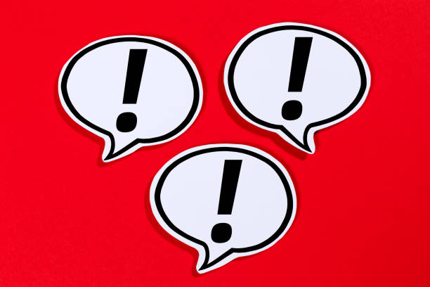 Exclamation mark attention notification alert alarm notice symbol speech bubbles information communication concept talking saying red