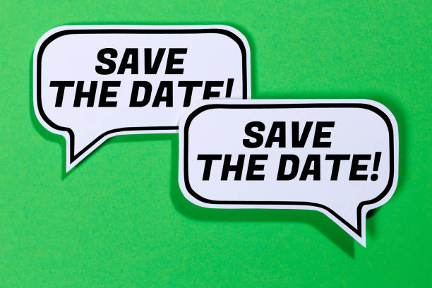 istock Save the date invitation message information in speech bubbles communication business concept 2047634119