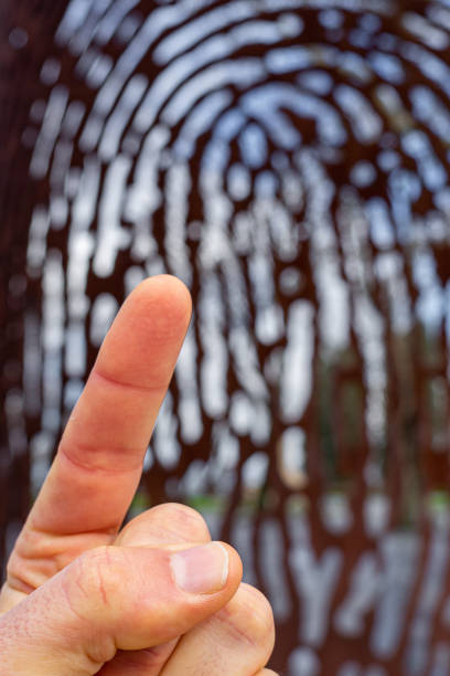 Aterpe 1936, iron monument representing a fingerprint with a human finger in the foreground.Bilbao-Basque country-Spain.