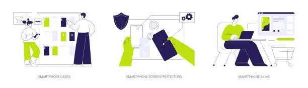 Vector illustration of Smartphone protection accessories abstract concept vector illustrations.