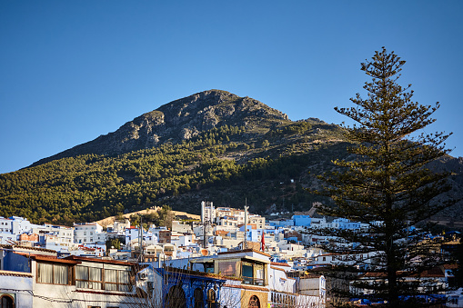Small hillside town of Chefchaouen, Morocco, North Africa.