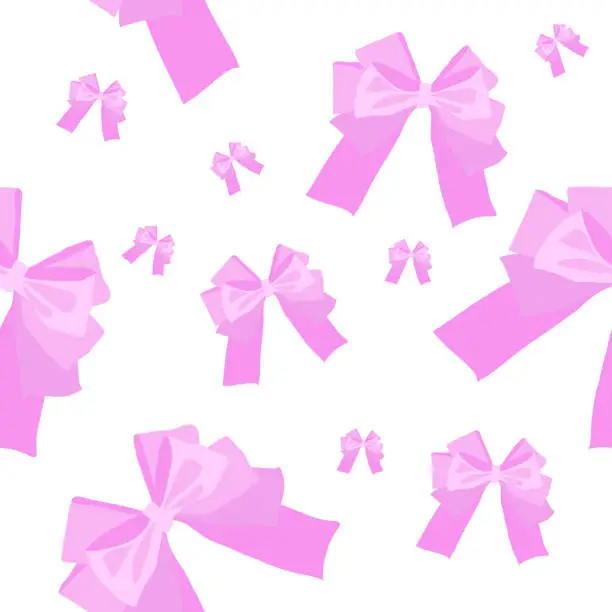 Vector illustration of Pattern of cute bows on gift, cards and invitations and background.Vector illustration