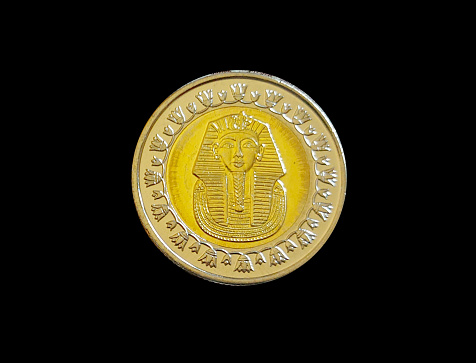 Egypt One Pound Metal Gold coin - Mask of King Tutankhamun - Egyptian Money