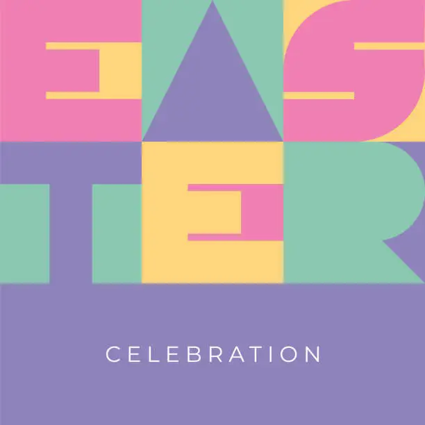 Vector illustration of Easter greeting card with geometric typography.