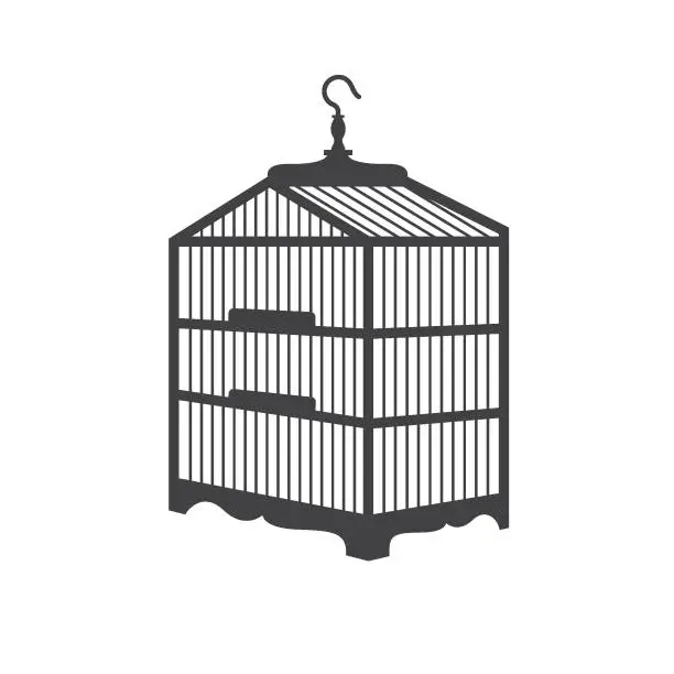 Vector illustration of wooden bird  cage icon vector element design template