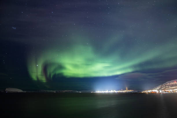 istock Aurora borealis (Northern Lights) on clear sky.Hammerfest - Norway. 2047708113