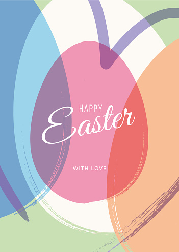 Easter greeting card with egg and hearts. Stock illustration