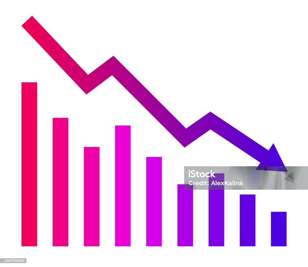 Graph With Decrease Report Business And Finance Vector Illustration ...