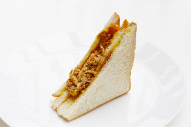 Tasty and spicy shredded pork sandwich