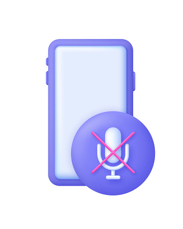 3D Silent phone icon. Silent mode of smartphone. Silence or sound switch. Trendy and modern vector in 3d style