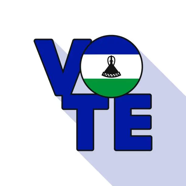 Vector illustration of Vote sign, postcard, poster. Banner with Lesotho flag. Vector illustration.