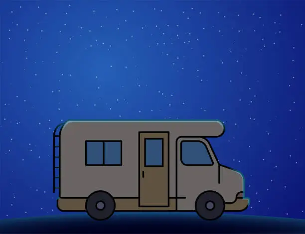 Vector illustration of Caravan in the middle of the night.