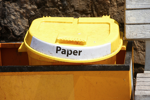 Recycling sign for Paper bin in Sri Lanka