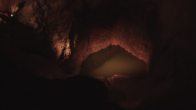 An underground lake in a large cave. Abkhazia. Georgia