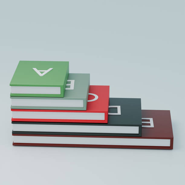 Infographic Template with book. can be used for infographics. Banners concept 3d render illustration.