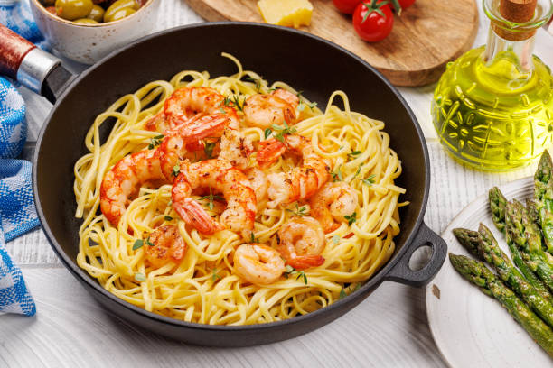 istock A delightful Italian pasta adorned with shrimps 2047818390