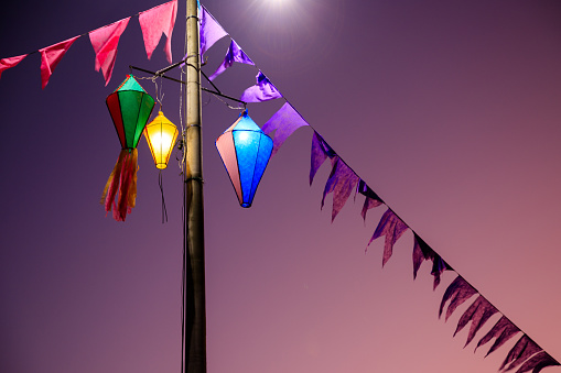 decorated and colorful streets are a tradition of the festa junina, celebrated annually throughout brazil