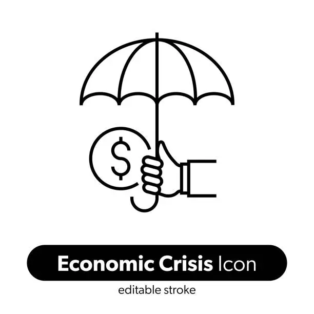 Vector illustration of Economic Crisis Line Icon. Editable Stroke Vector Icon.