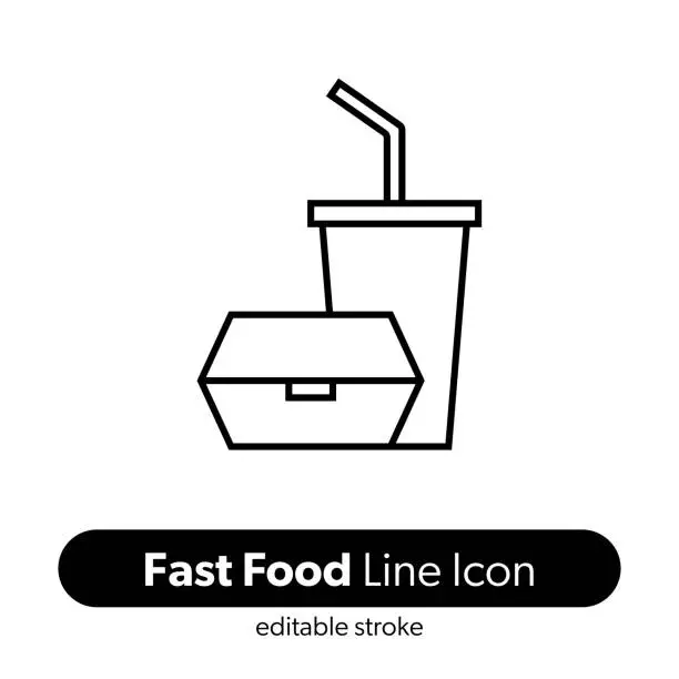 Vector illustration of Fast Food Line Icon. Editable Stroke Vector Icon.